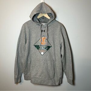 Miami Hurricanes CANES Baseball Under Armour Hoodie Men’s M Gray Sweatshirt